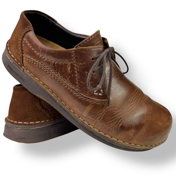 Birkenstock Footprints Memphis Oxford Brown Leather Suede Lace Up Casual 41 / 8 - Picture 1 of 13